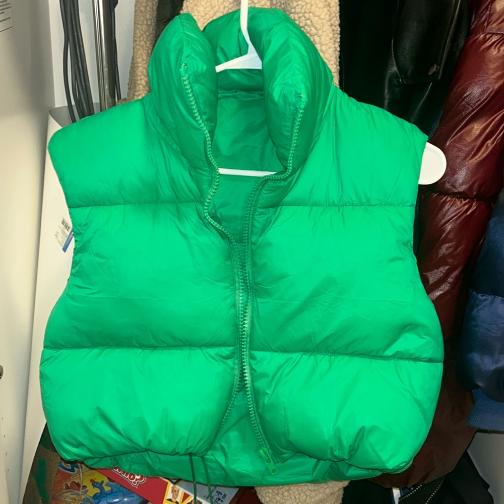 Green puffer vest